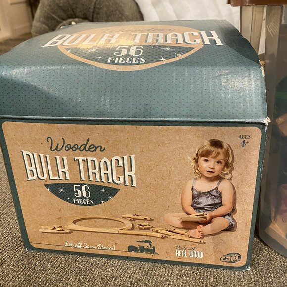 KidKraft Dinosaur Bucket Top Wooden Train Set + Plus 50 Piece Expansion Track - Picture 9 of 11